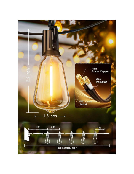 Luces de Cadena Solares Brightown 17.7m LED Irrompibles con Control Remoto Luces de Cadena Solares Brightown 17.7m LED Irrompibles con Control Remoto