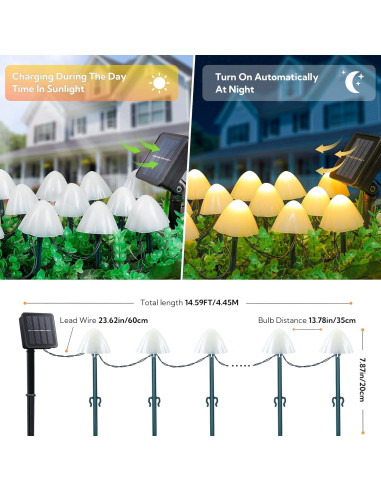 Luces de Jardín Solar Linhai Qixiang 12 LED 4.4m Blanco Cálido