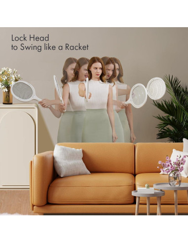 Raqueta eléctrica mata moscas GeckoMan con mango telescópico