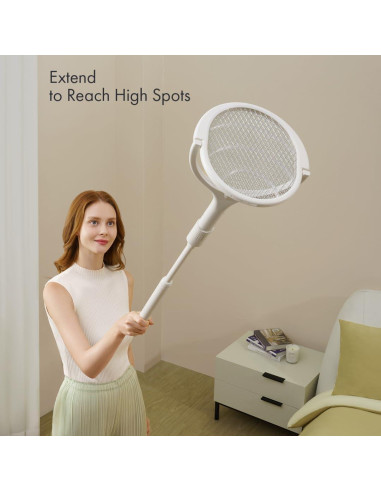 Raqueta eléctrica mata moscas GeckoMan con mango telescópico