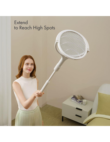 Raqueta eléctrica mata moscas GeckoMan con mango telescópico