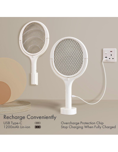 Raqueta eléctrica mata moscas GeckoMan con mango telescópico