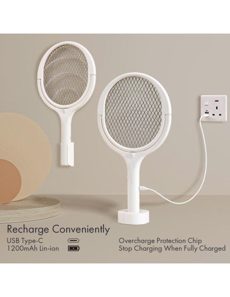 Raqueta eléctrica mata moscas GeckoMan con mango telescópico