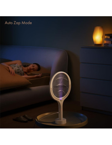 Raqueta eléctrica mata moscas GeckoMan con mango telescópico