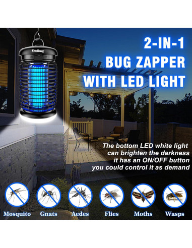Zapper de Insectos Endbug 2 en 1 con Luz LED 15W IPX6