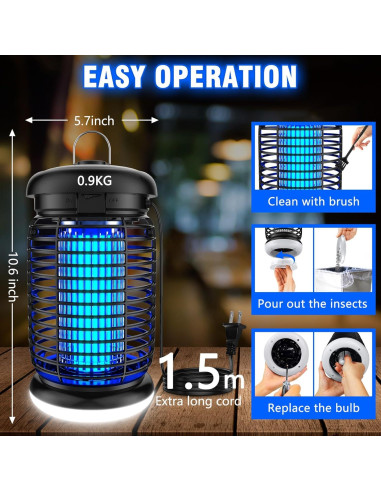Zapper de Insectos Endbug 2 en 1 con Luz LED 15W IPX6