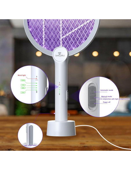 Raqueta Zapper de Insectos GooQand 4000V Carga USB 2 en 1
