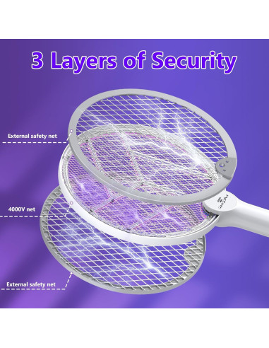 Raqueta Zapper de Insectos GooQand 4000V Carga USB 2 en 1