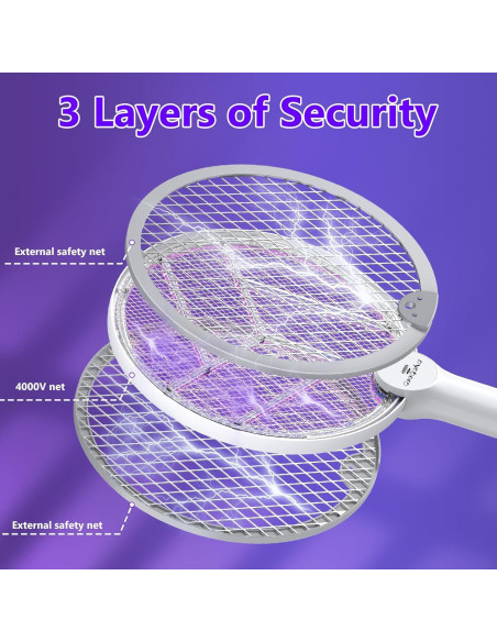 Raqueta Zapper de Insectos GooQand 4000V Carga USB 2 en 1