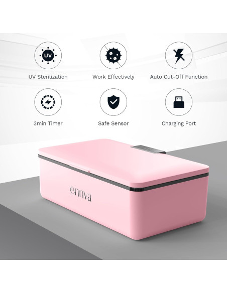 Caja Desinfectante UV-C ENNVA 360 Portátil Rosa 0.79 kg