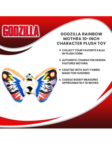 Juguete de Peluche Mothra Arcoíris 25.4 cm - Surreal Entertainment