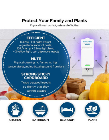 Trampa para Insectos BietrunPro MK88B Luz UV+Azul+Amarillo