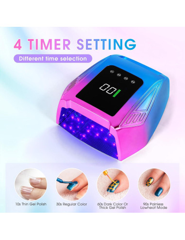 Lámpara de Uñas UV LED Inalámbrica Liddy Art 96W Recargable