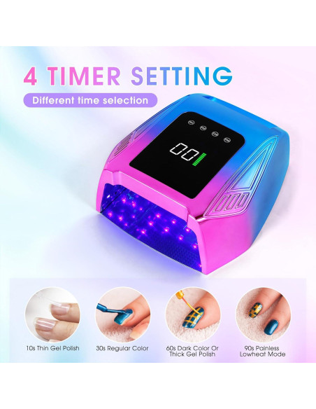 Lámpara de Uñas UV LED Inalámbrica Liddy Art 96W Recargable