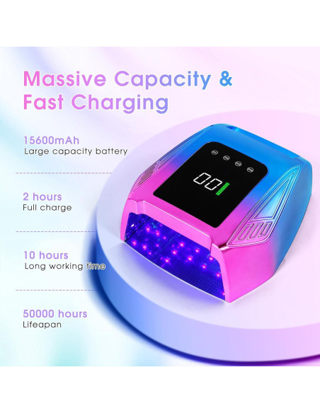 Lámpara de Uñas UV LED Inalámbrica Liddy Art 96W Recargable