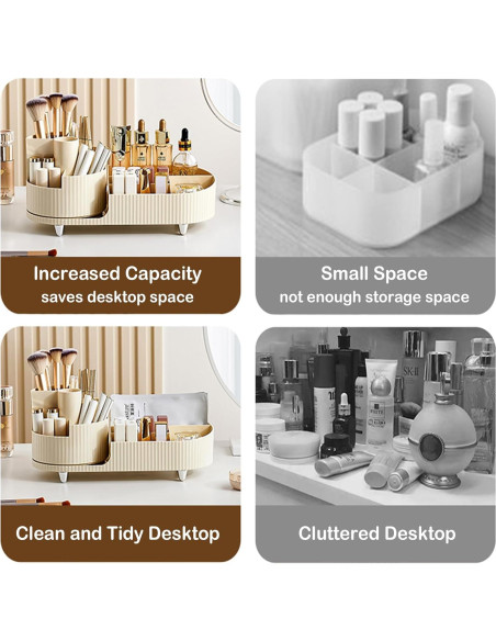 Organizador de Maquillaje Rotatorio 360 COMFYROOM Marfil