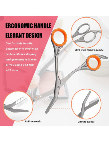 Tijeras para Recortar Cejas LePinko con Peines Color Gris