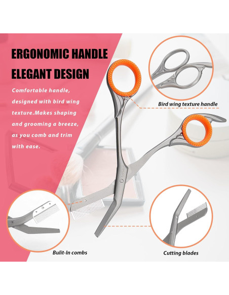 Tijeras para Recortar Cejas LePinko con Peines Color Gris