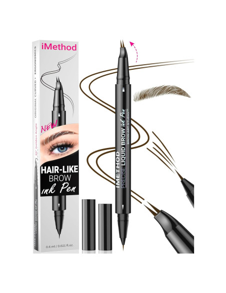 Lápiz de Cejas Curvado iMethod - Marrón Oscuro, Doble Punta