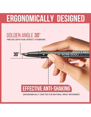 Lápiz de Cejas Curvado iMethod - Marrón Oscuro, Doble Punta