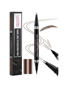 Lápiz de Cejas 2-en-1 LAVONE Marrón Oscuro Ultra-Preciso