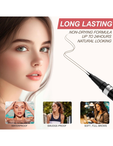 Lápiz de Cejas 2-en-1 LAVONE Marrón Oscuro Ultra-Preciso