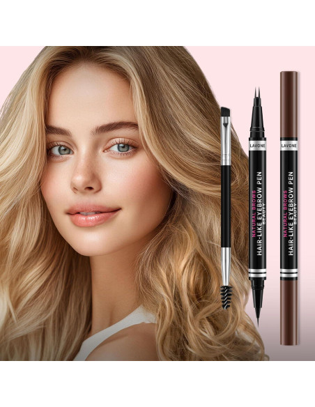 Lápiz de Cejas 2-en-1 LAVONE Marrón Oscuro Ultra-Preciso