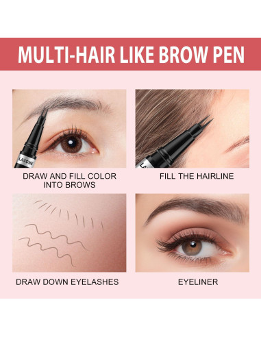 Lápiz de Cejas 2-en-1 LAVONE Marrón Oscuro Ultra-Preciso