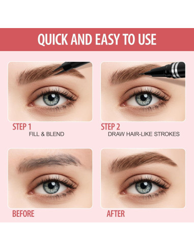 Lápiz de Cejas 2-en-1 LAVONE Marrón Oscuro Ultra-Preciso
