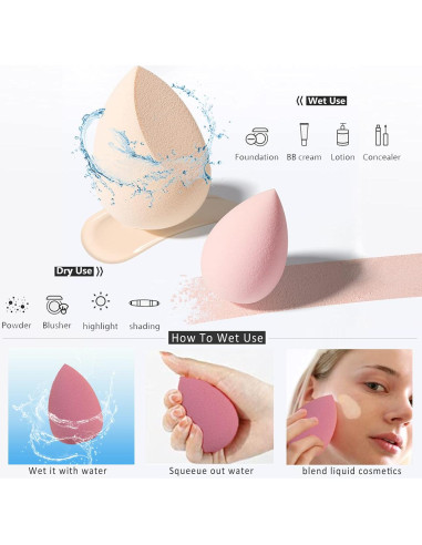 Juego de Esponjas de Maquillaje Leeshine 8 Piezas Rosa