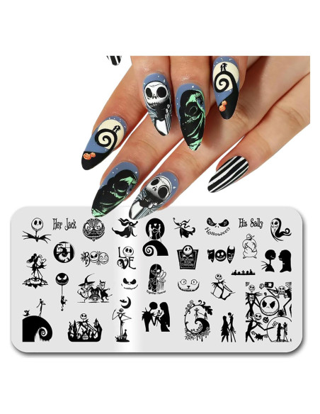 Placa de Estampado de Uñas Halloween HONGCAUP 12x6 cm 32 Patrones