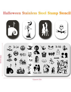 Placa de Estampado de Uñas Halloween HONGCAUP 12x6 cm 32 Patrones 2