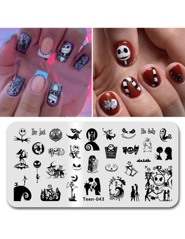 Placa de Estampado de Uñas Halloween HONGCAUP 12x6 cm 32 Patrones