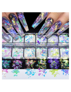 12 Lentejuelas Holográficas para Uñas BMKKOT - Arte de Uñas