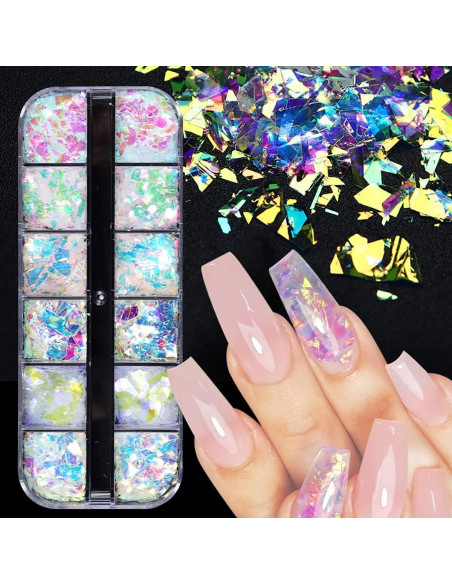 12 Lentejuelas Holográficas para Uñas BMKKOT - Arte de Uñas