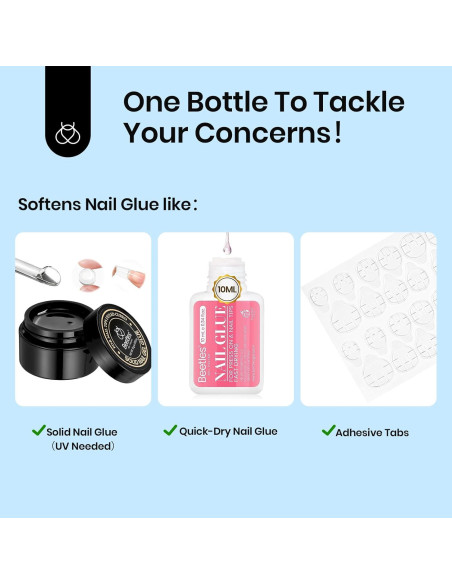 Removedor de Pegamento para Uñas Beetles 20ml Sin Acetona