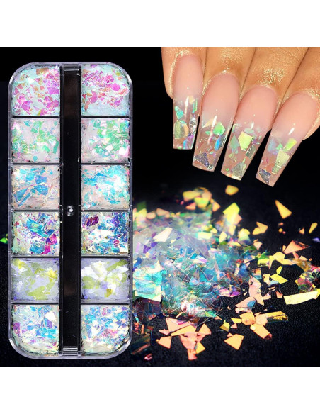 12 Lentejuelas Holográficas para Uñas BMKKOT - Arte de Uñas