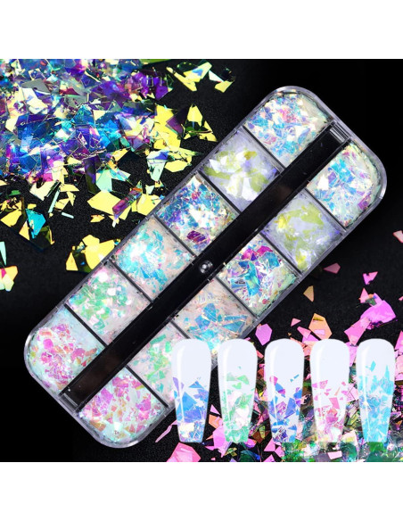12 Lentejuelas Holográficas para Uñas BMKKOT - Arte de Uñas