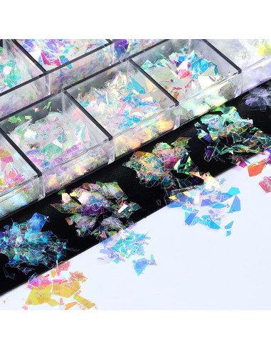 12 Lentejuelas Holográficas para Uñas BMKKOT - Arte de Uñas