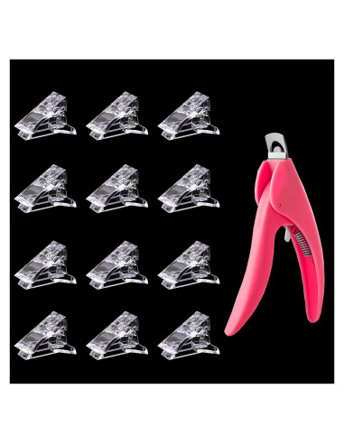 12 Clips de Uñas Benbeno + Cortador de Tips de Uñas Falsas