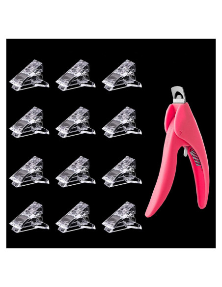 12 Clips de Uñas Benbeno + Cortador de Tips de Uñas Falsas