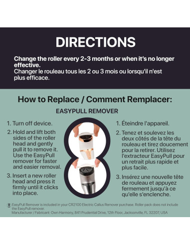 Rodillos de Repuesto Own Harmony CR2100 - 4 Cabezas para Removedor de Callos