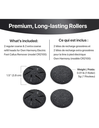 Rodillos de Repuesto Own Harmony CR2100 - 4 Cabezas para Removedor de Callos
