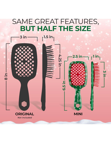 Cepillo de Cabello UNbrush Mini Holiday Verde Pino 19.6x7.6cm Cepillo de Cabello UNbrush Mini Holiday Verde Pino 19.6x7.6cm