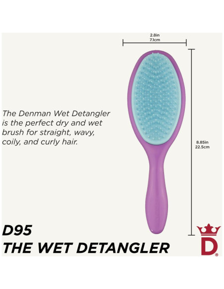 Cepillo Desenredante Húmedo Denman D95 para Todo Tipo de Cabello