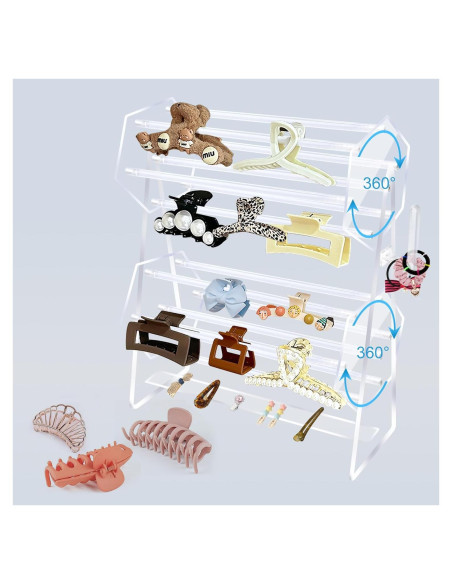 Organizador de Clips de Cabello KKONHII Acrílico Transparente 40x30x13cm