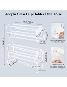 Organizador de Clips de Cabello KKONHII Acrílico Transparente 40x30x13cm 2