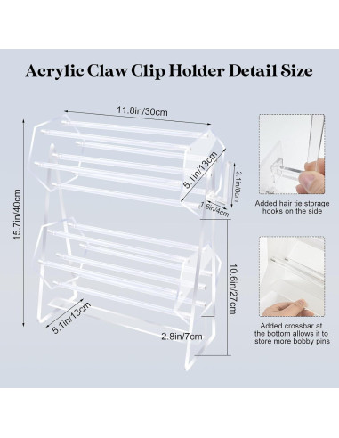 Organizador de Clips de Cabello KKONHII Acrílico Transparente 40x30x13cm