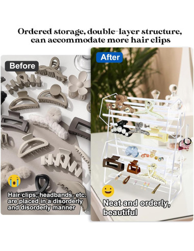 Organizador de Clips de Cabello KKONHII Acrílico Transparente 40x30x13cm