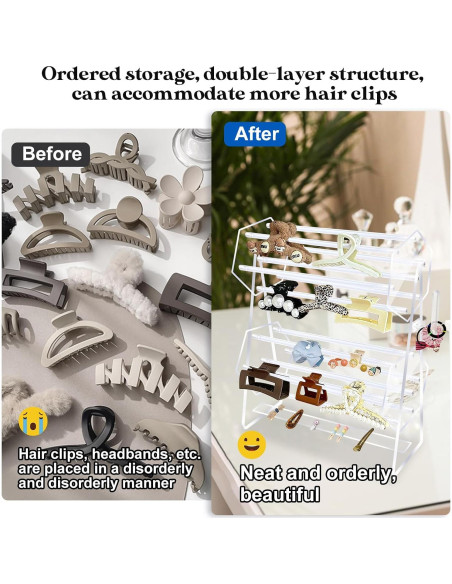 Organizador de Clips de Cabello KKONHII Acrílico Transparente 40x30x13cm